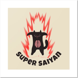 Cat super saiyan Posters and Art